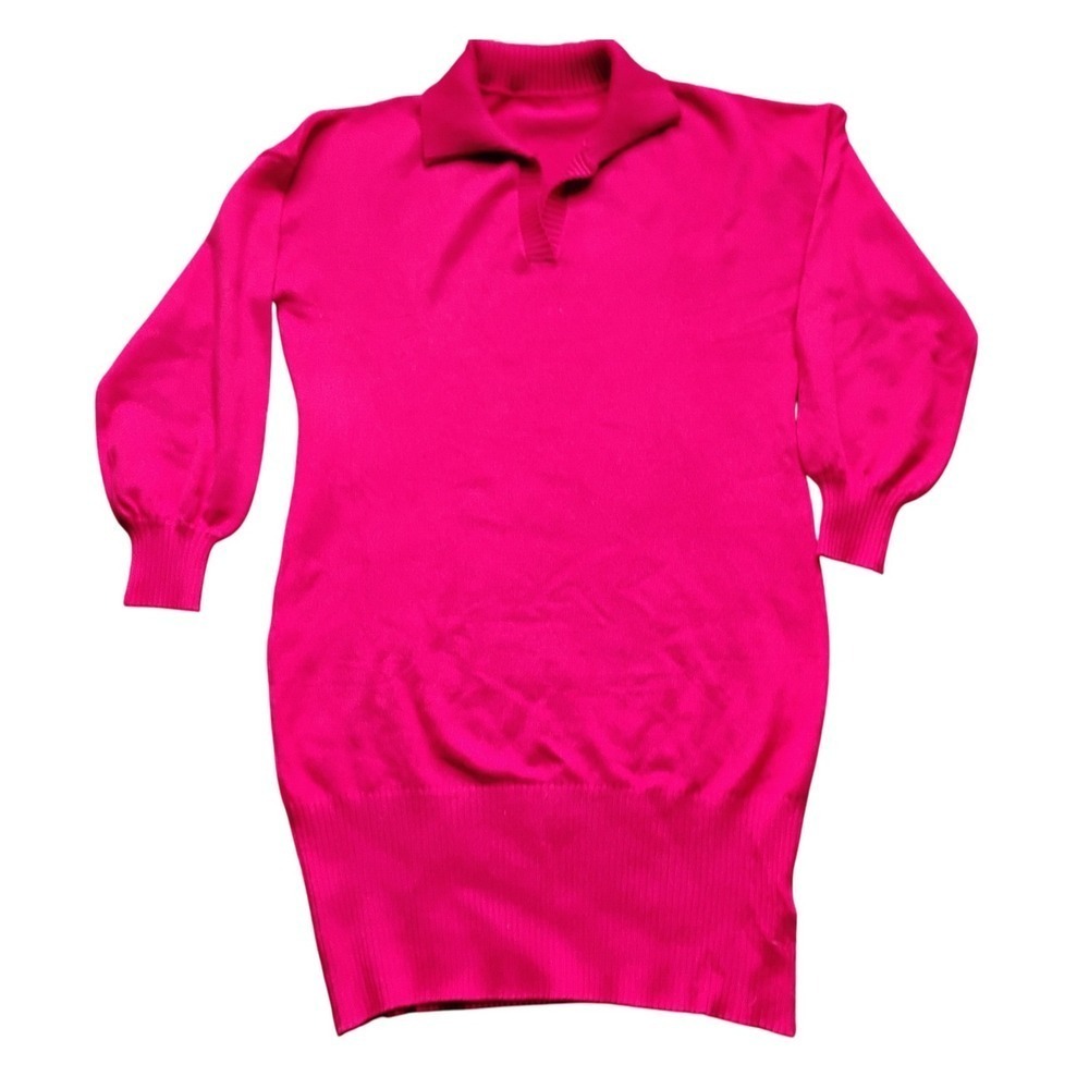 NEW Red Knit Sweater Dress Polo Collar Long Sleeve Pullover XXL